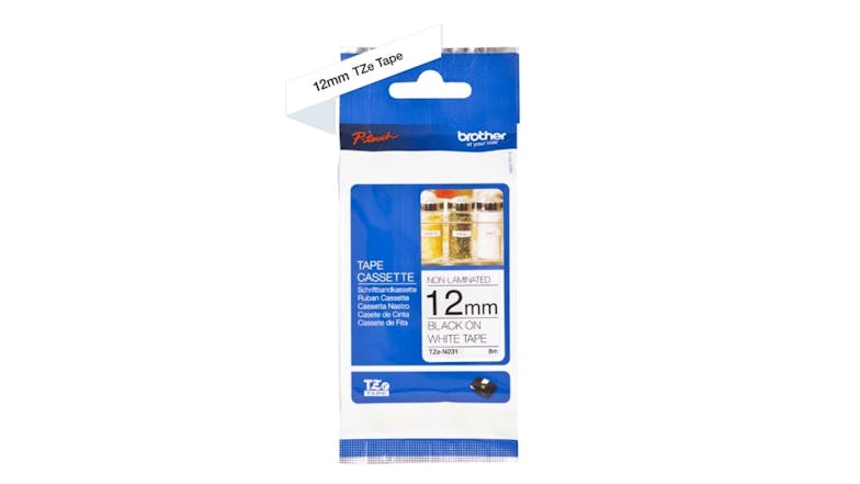 Brother TZe-N231 Black on White Non-Laminated Labelling Tape - 12mm x 8m