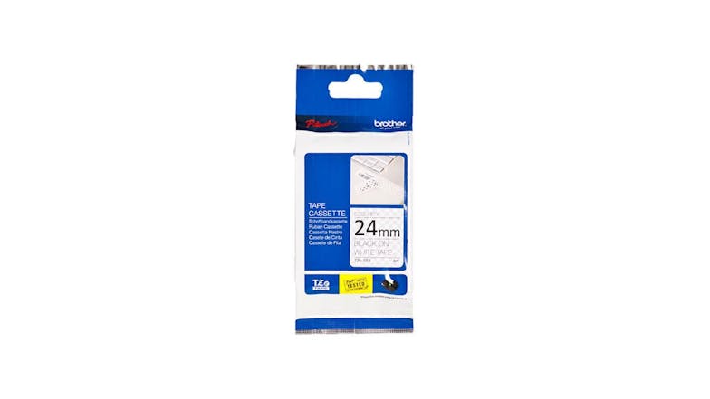Brother TZe-SE5 Black on White Security Labelling Tape -  24mm x 8m