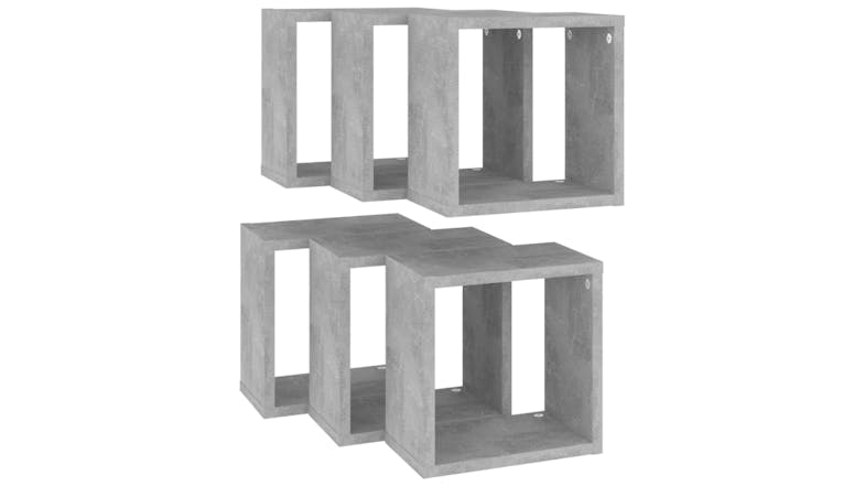 NNEVL Wall Shelves Floating Cube 6pcs. 26 x 15 x 26 - Concrete Grey