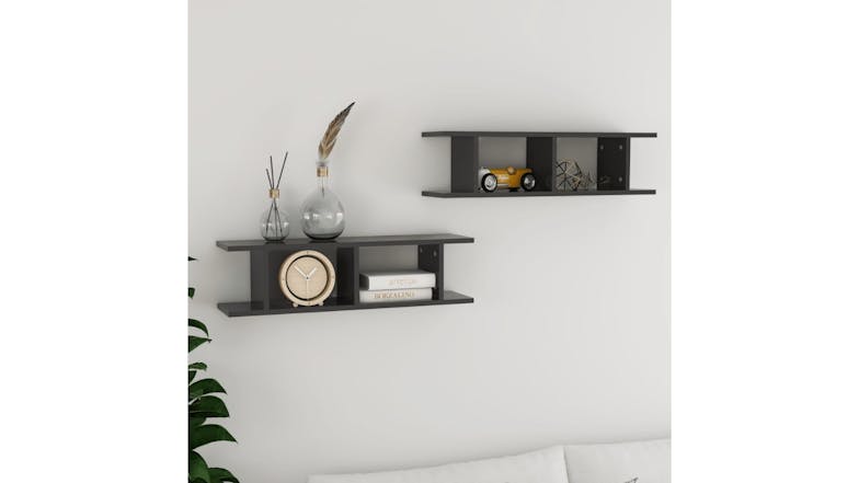 NNEVL Wall Shelves 6 Display Cube 78 x 18 x 20cm - Grey