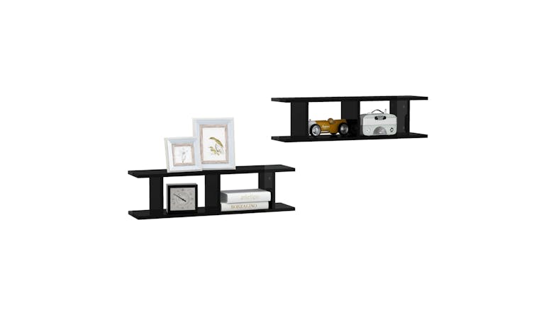 NNEVL Wall Shelves 6 Display Cube 78 x 18 x 20cm - Gloss Black