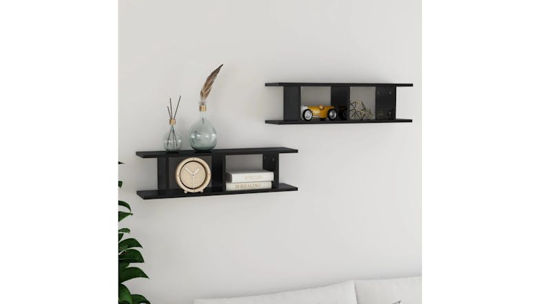 NNEVL Wall Shelves 6 Display Cube 78 x 18 x 20cm - Gloss Black