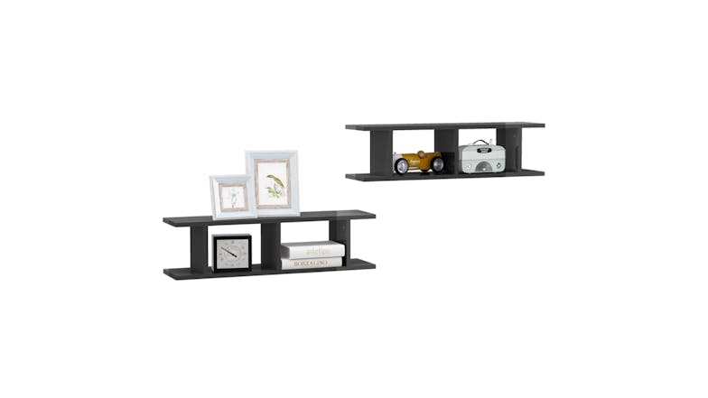 NNEVL Wall Shelves 6 Display Cube 78 x 18 x 20cm - Gloss Grey