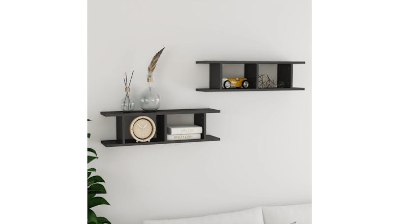 NNEVL Wall Shelves 6 Display Cube 78 x 18 x 20cm - Gloss Grey