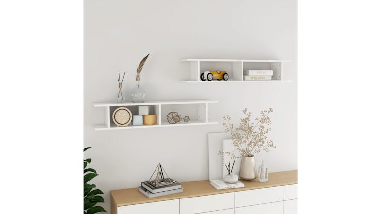 NNEVL Wall Shelves Floating Ladder 2pcs. 105 x 18 x 20cm - Gloss White