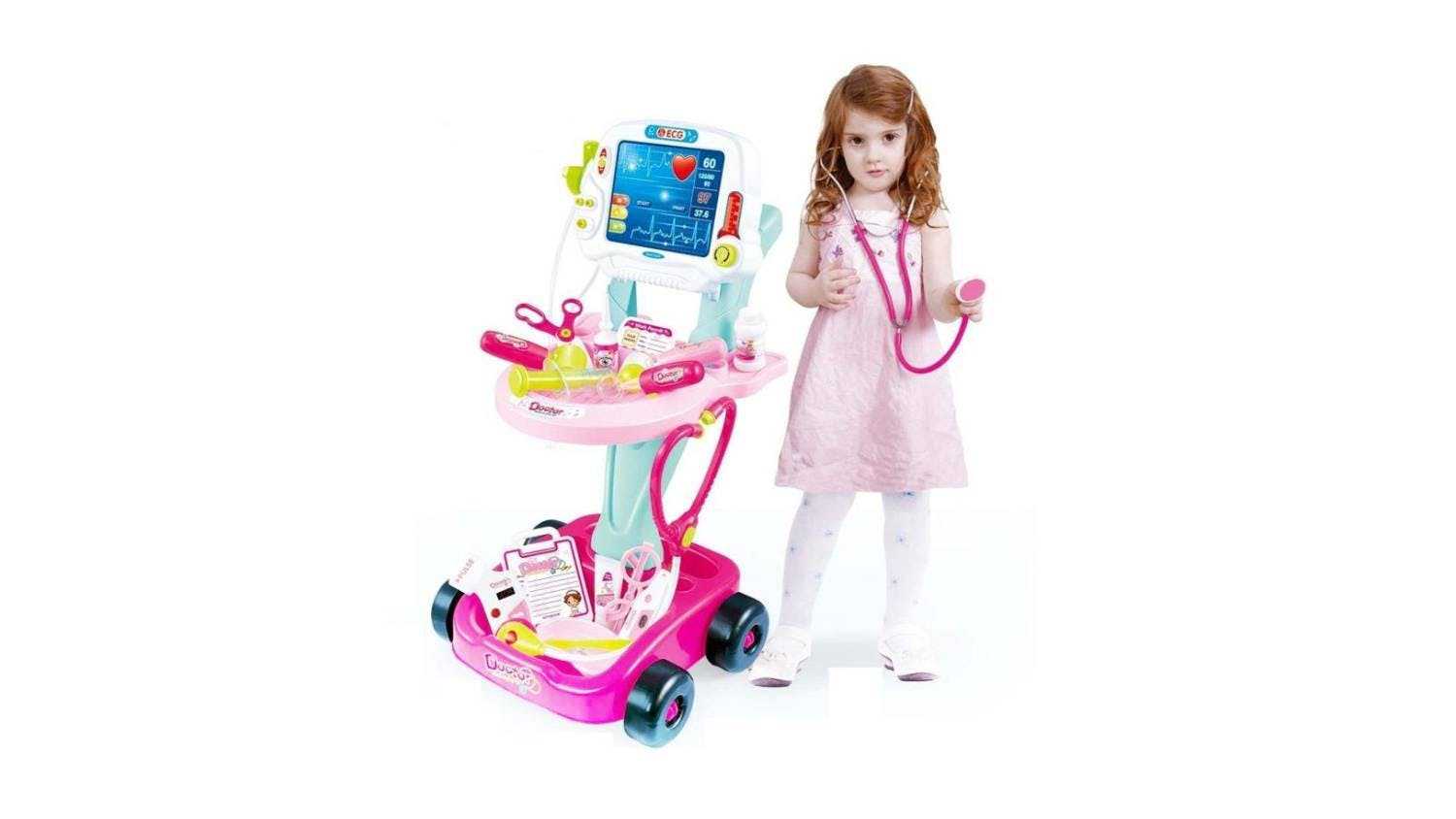 Gem Toys Children's Play Doctor's ECG Cart w/ Accessories