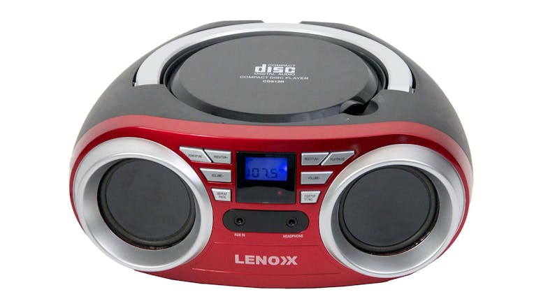 Lenoxx Portable CD Player w/ AM/FM Radio, AUX In - Red