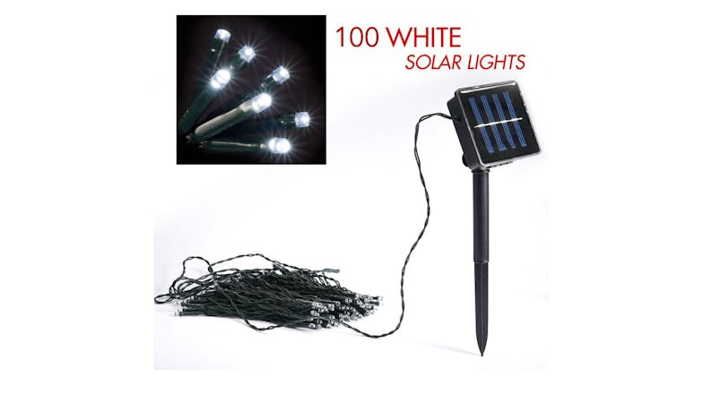 Lenoxx Solar Powered LED String Lights 100 Bulb - White