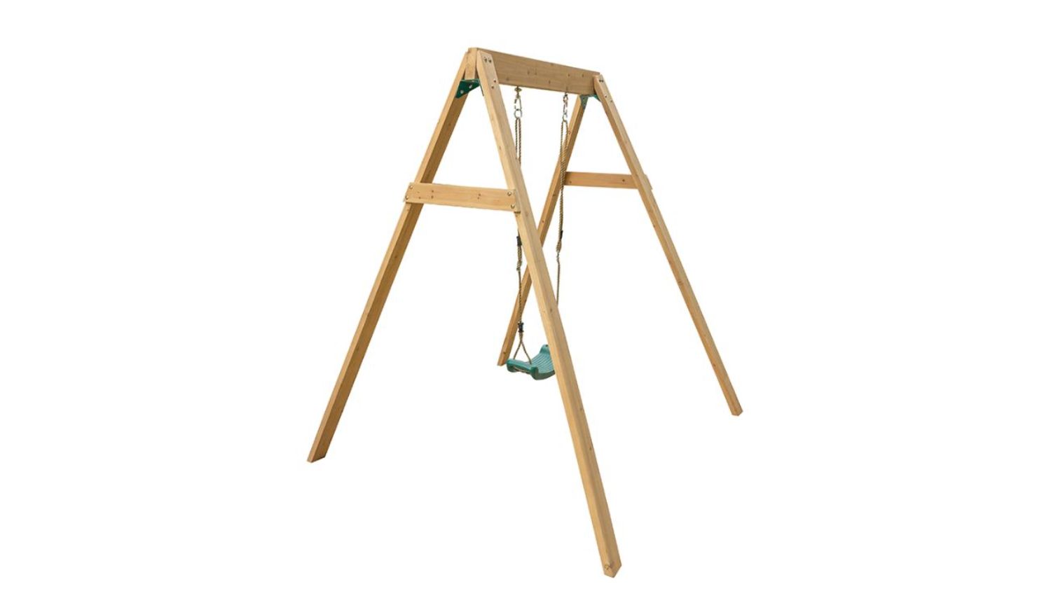 Green Spider "Nelson" Wooden Frame Single Swing Set