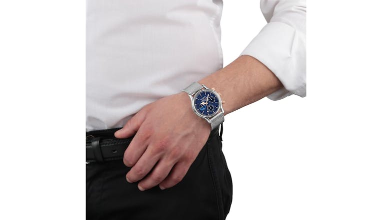 Sector 660 Multifunction Silver Mesh Watch - Blue Dial