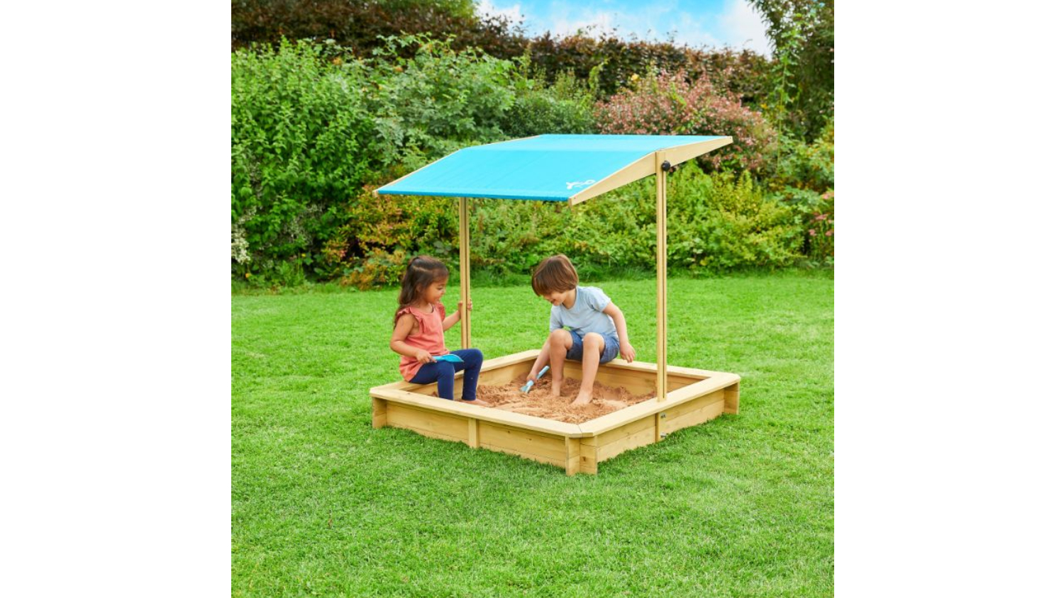 TP Wooden Sandpit w/ Canopy Roof