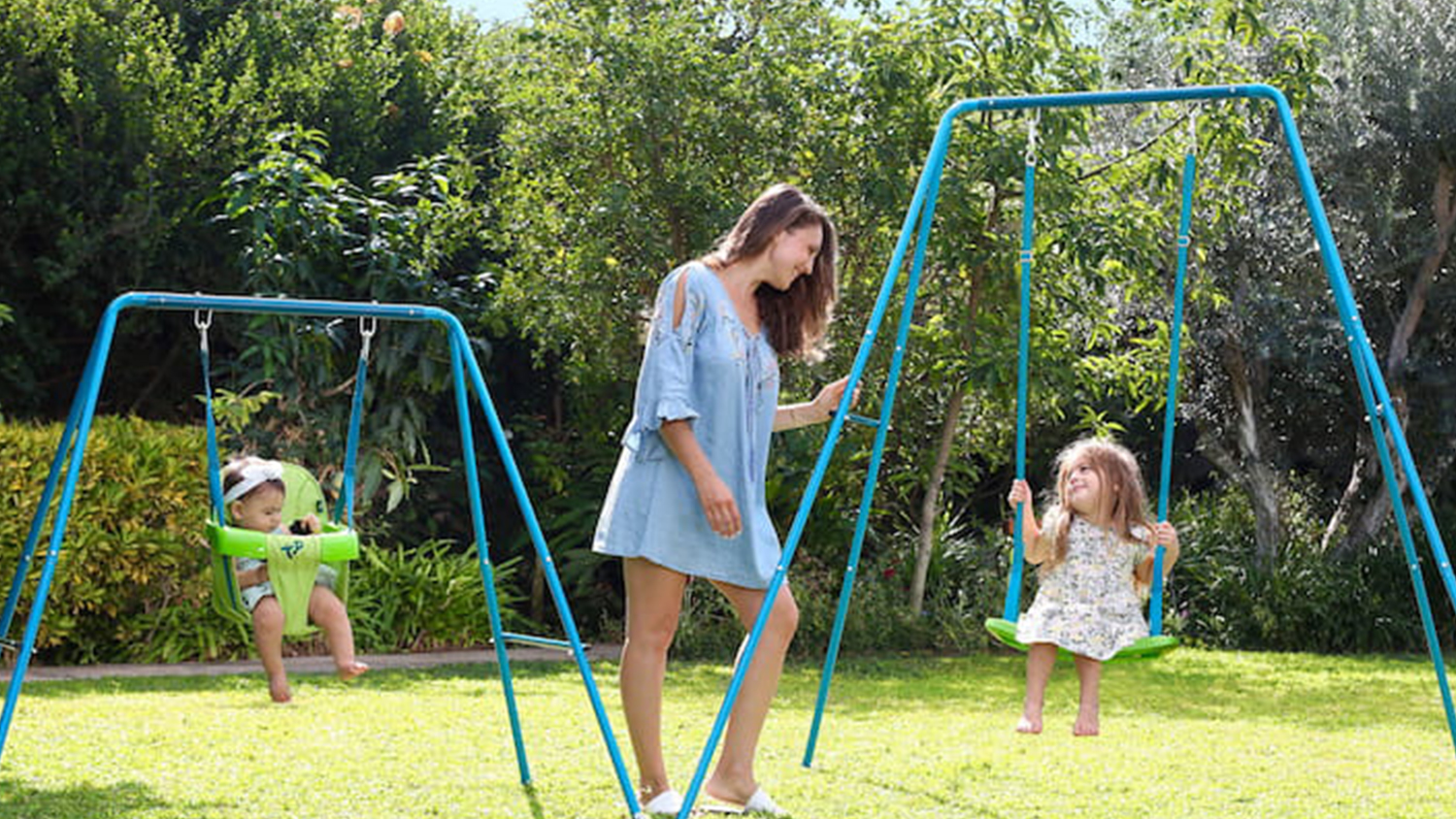TP Small-to-Tall Adjustable Metal Swing Set w/ 2 Seats