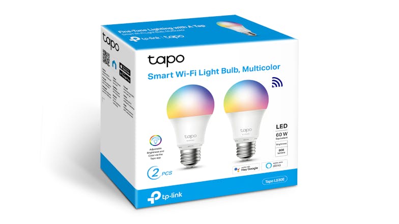 TP-Link Tapo L530E E27 A60 8.7W Smart Light Bulb - 2 Pack (Multicolour)