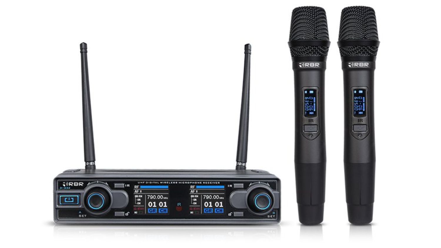 RBR Professional UHF Wireless Rechargable Microphone & Reciever Set