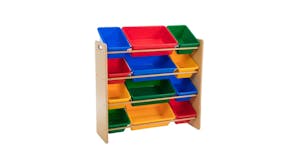 Gem Toy's Children's Multicoloured Storage Bin Rack w/ Bins 13pcs.