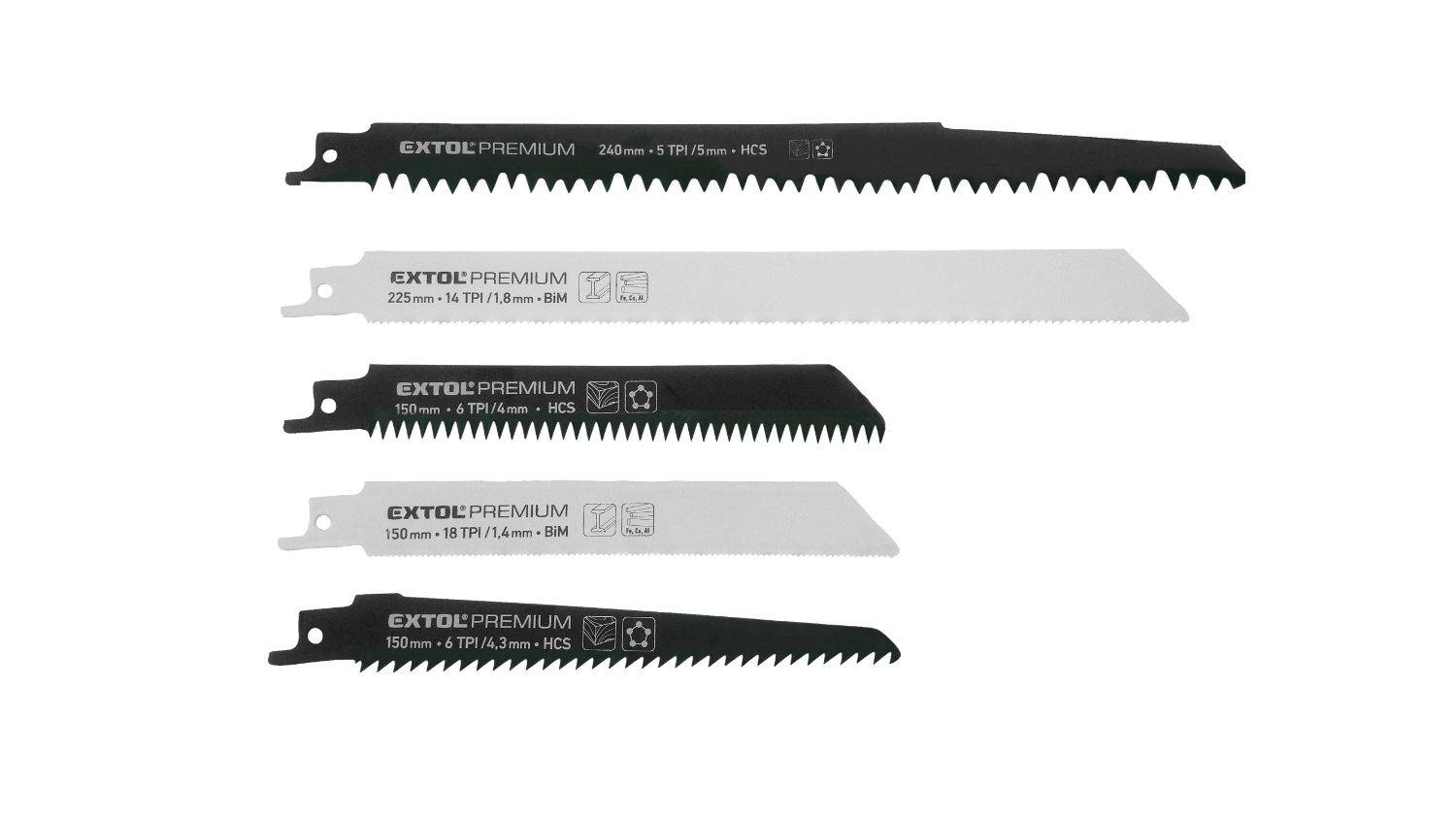 Extol HCS/BIM Sabre/Reciprocating Saw Blade Set 5pcs.