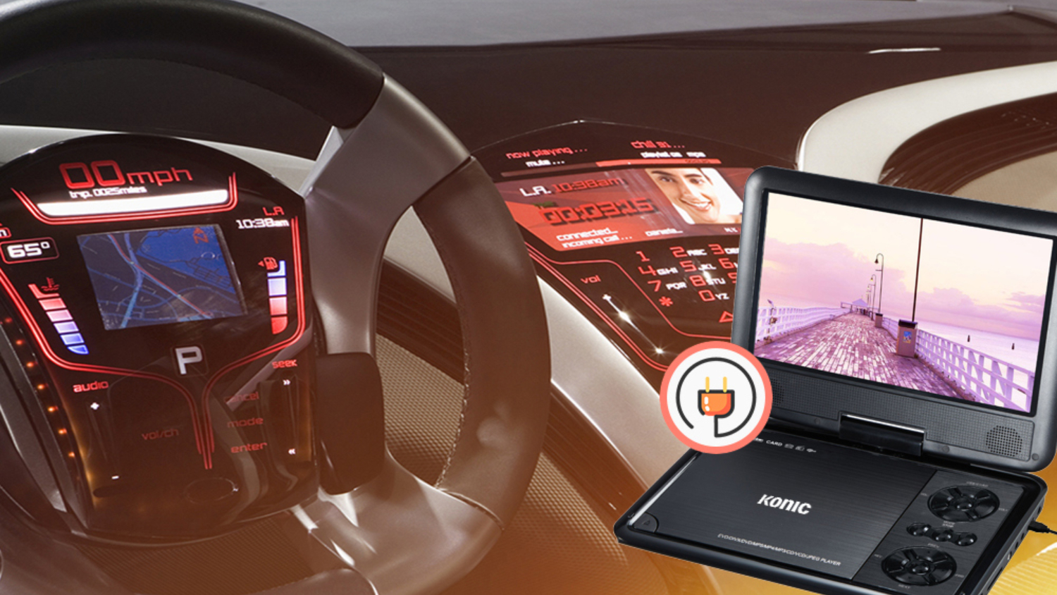 Konka 9" Portable DVD & Media Player with Game Mode - Black (KPD-9100)