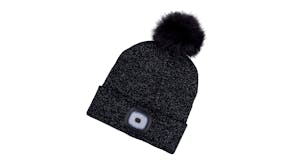 Extol Pom-Pom Beanie w/ Rechargeable LED Light - Black