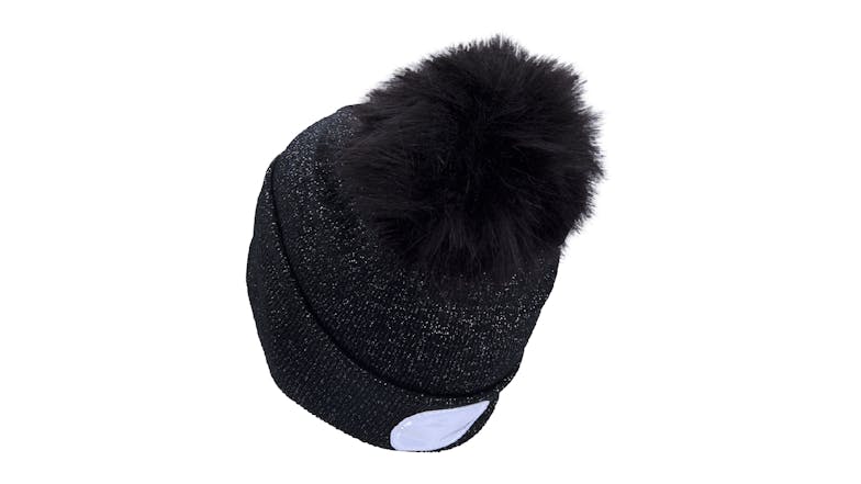 Extol Pom-Pom Beanie w/ Rechargeable LED Light - Black