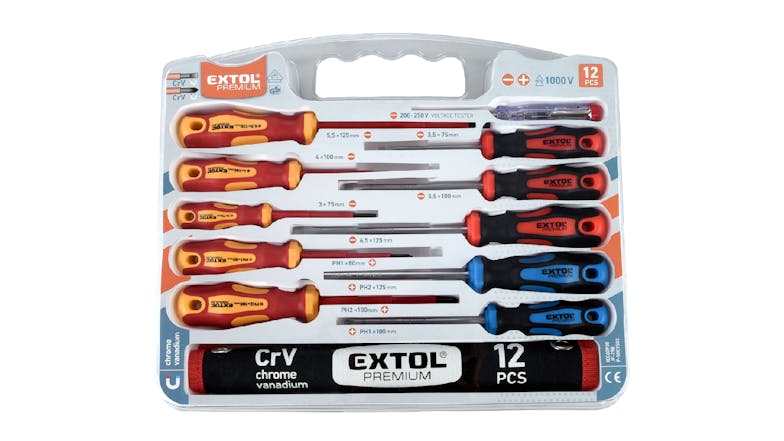 Extol Assorted Screwdriver Set w/ Pouch, Voltage Tester