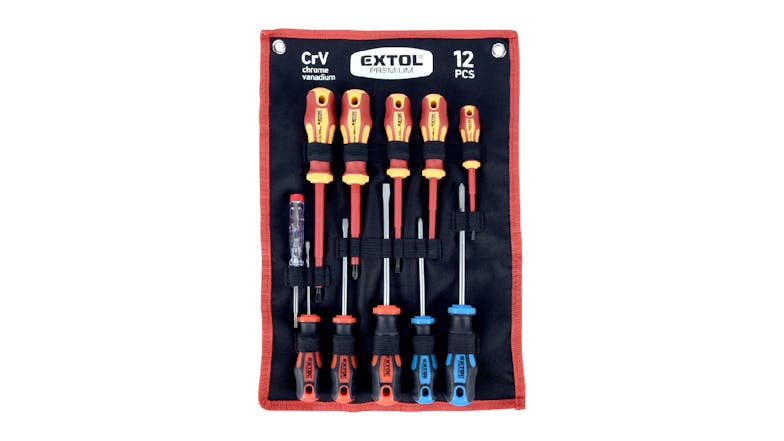 Extol Assorted Screwdriver Set w/ Pouch, Voltage Tester