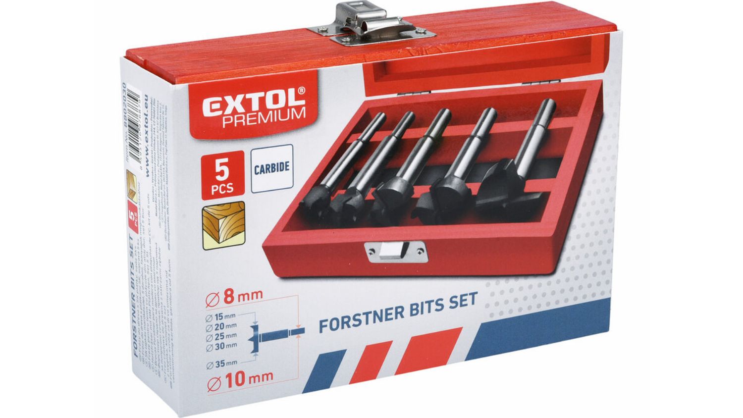 Extol Carbide-Tipped Forstner Bit Set 5pcs.