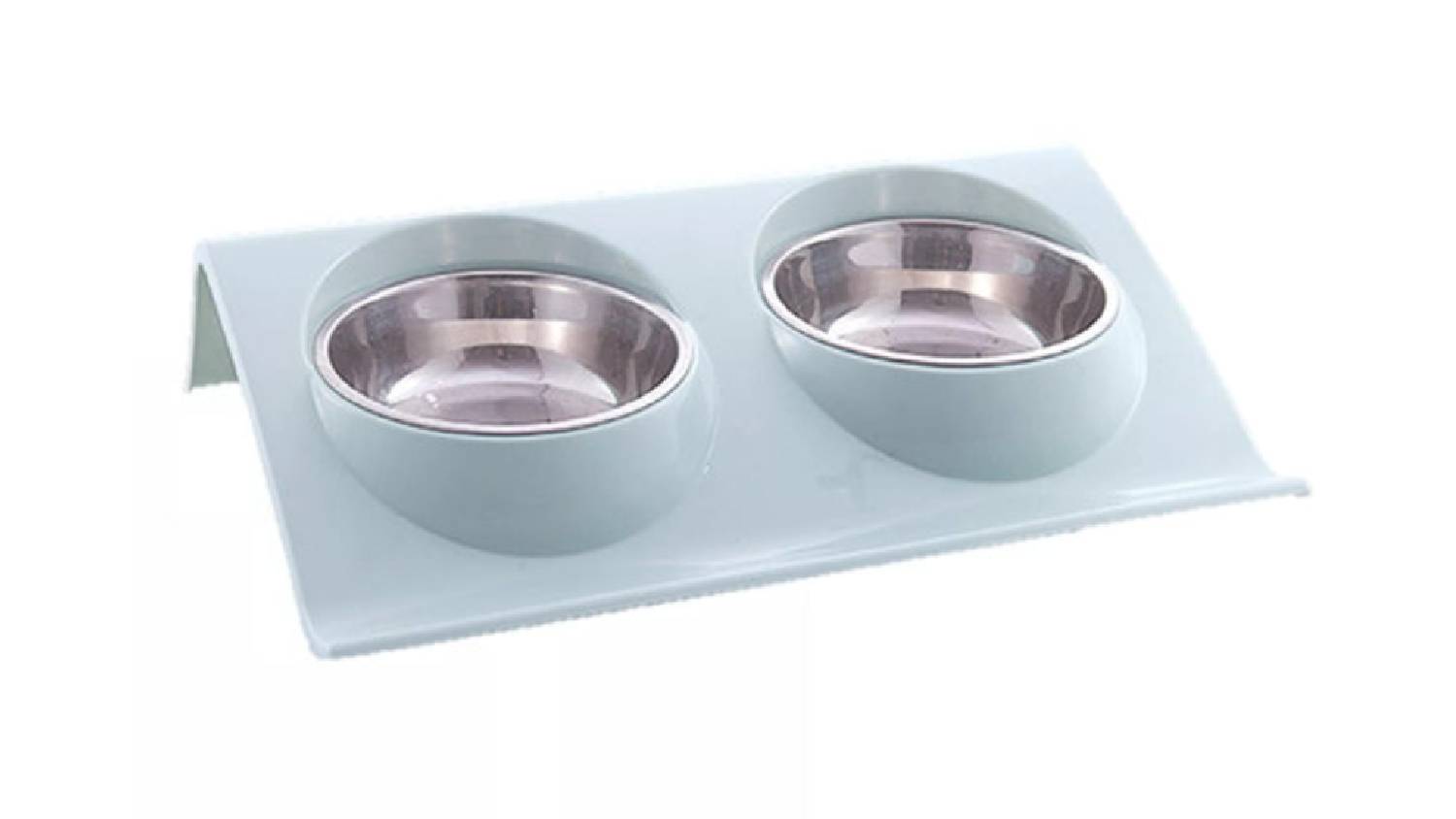 Fluff n' Stuff Dual Anti Spill Bowls for Dogs & Cats Blue Harvey