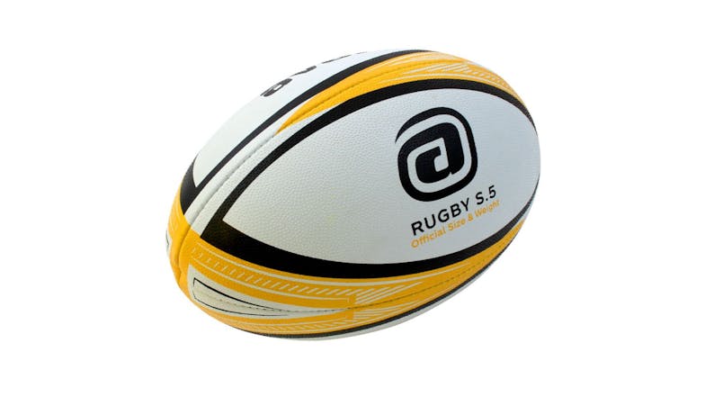 Avaro Club Match Rugby Ball Size 5 - Yellow/Black