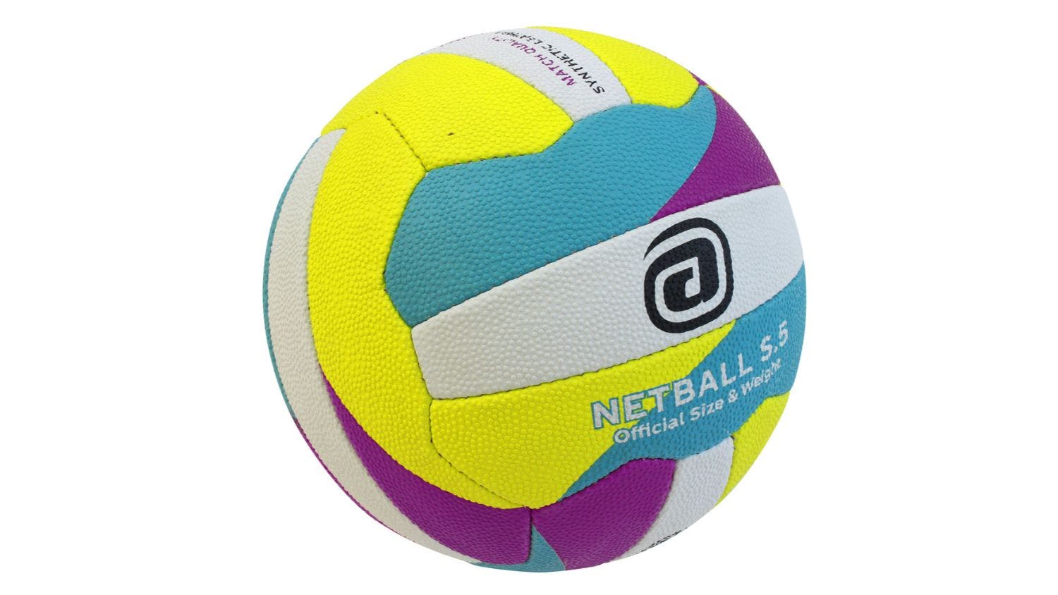 Avaro Match Netball Size 5 - Purple/Yellow/Teal