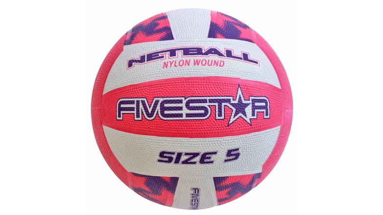 Fivestar Nylon Wound Match Netball Size 5 - Pink/Purple