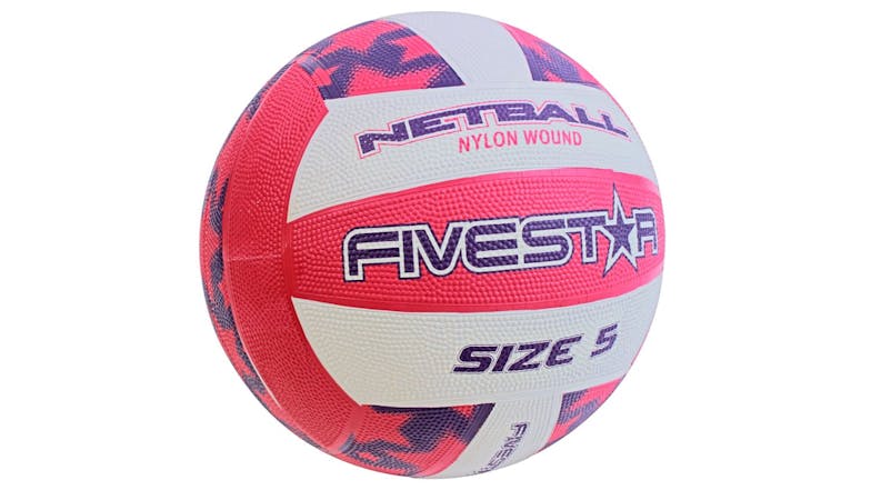 Fivestar Nylon Wound Match Netball Size 5 - Pink/Purple