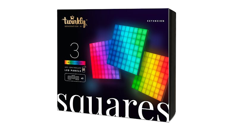 Twinkly Squares RGB LED Smart Light Extension Panel - 3 Pack (Multicolour)