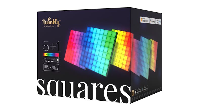 Twinkly Squares RGB LED Smart Light Extension Panel - 5 Pack with 1 Master Tile (Multicolour)