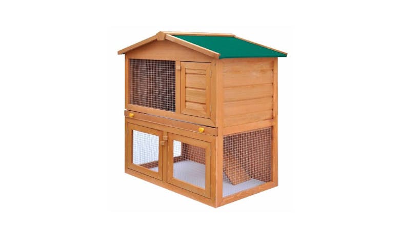 NNEVL Outdoor Rabbit Hutch 3 Door 90cm - Wood