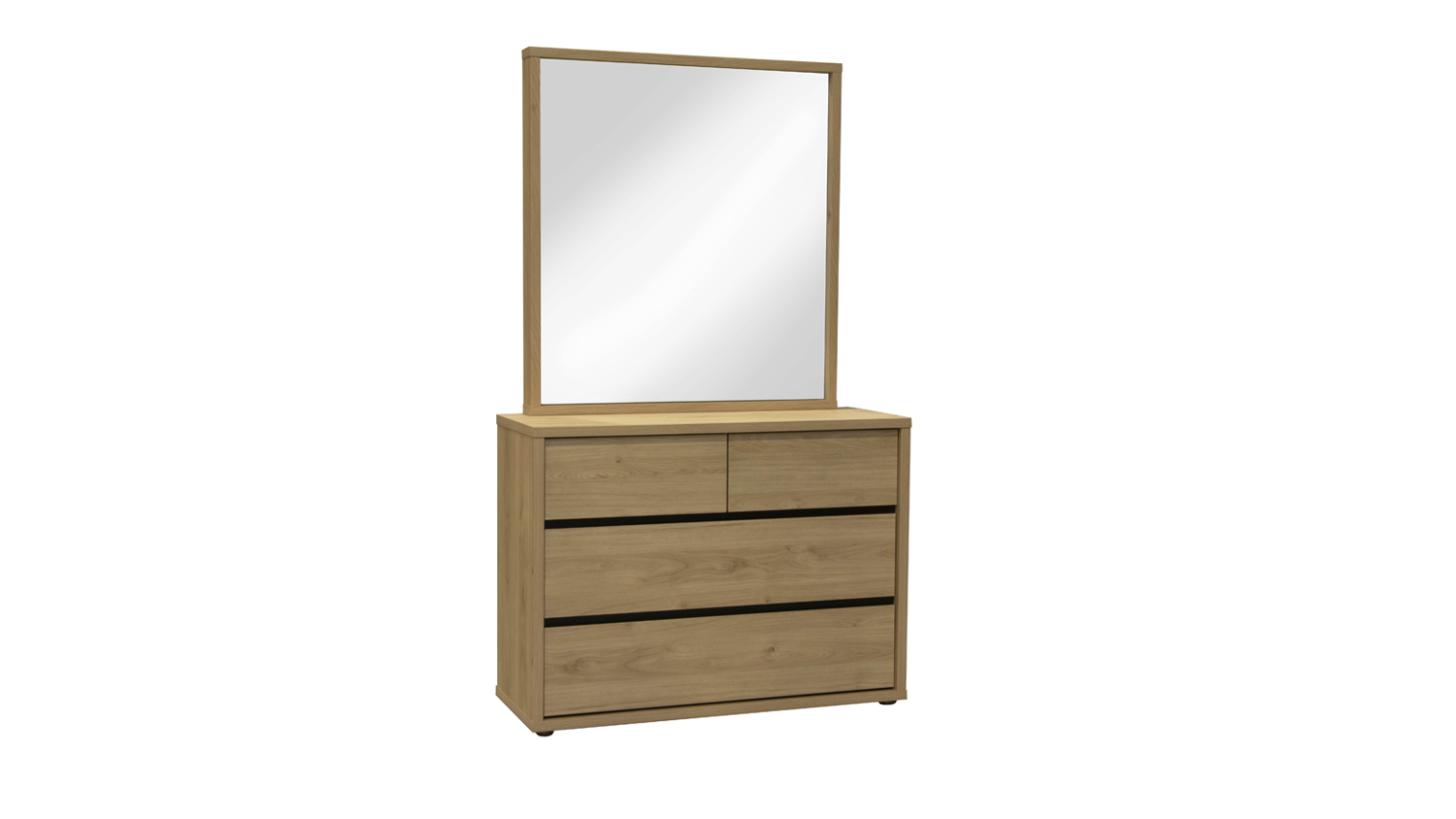 Finn 4 Drawer Dresser and Mirror - Pale Oak