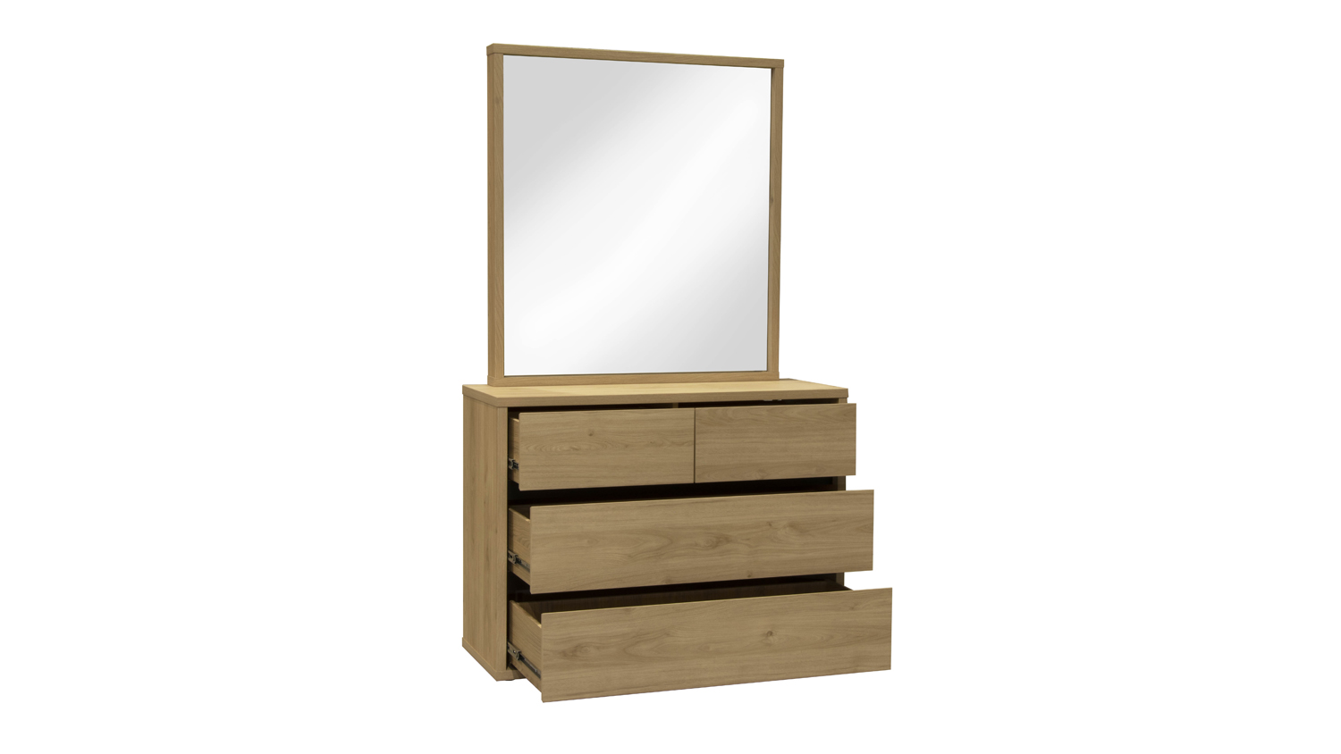 Finn 4 Drawer Dresser and Mirror - Pale Oak