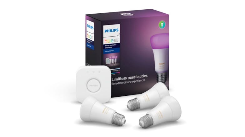 Philips Hue A60 E27 11W RGB LED Bulb & Hue Bridge 3 Bulb Starter Set