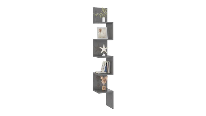 NNEVL Wall Shelves Corner 20 x 20 x 127.5cm - Gloss Grey