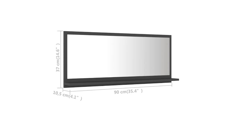 NNEVL Bathroom Mirror w/ Built-In Shelf 90x10.5x37cm Grey