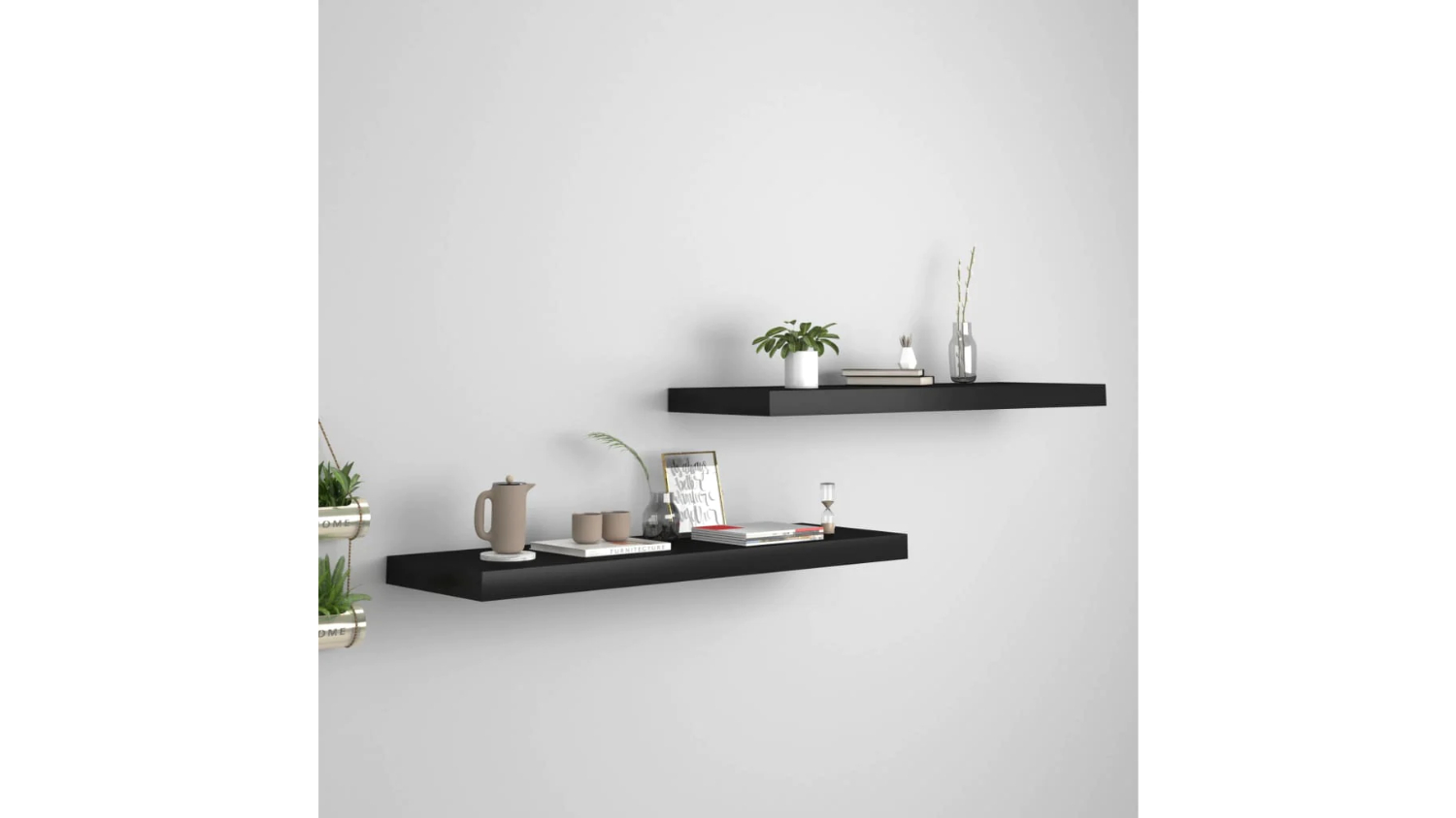 NNEVL Wall Shelves Ledge 2pcs. 80 x 23 x 3.8cm - Black