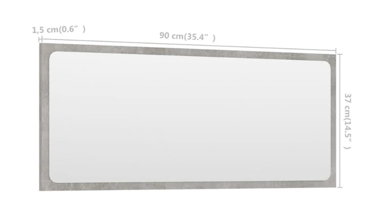 NNEVL Bathroom Mirror 90 x 1.5 x 37cm - Concrete Grey