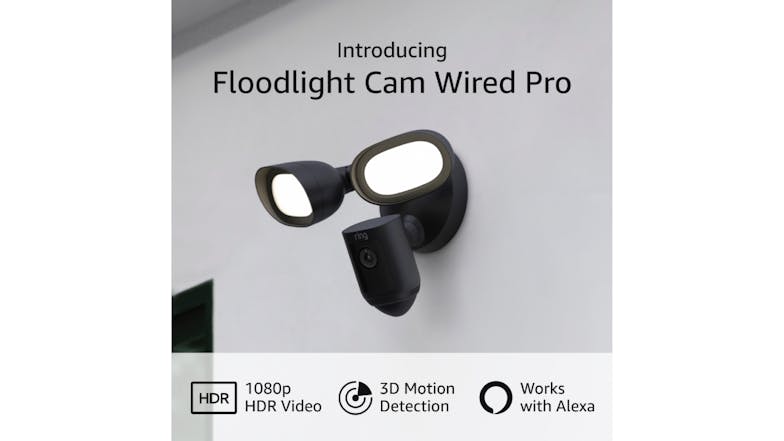 Ring Floodlight Cam 1080p Outdoor Wired Pro Security Camera with Wi-Fi Connectivity - Black