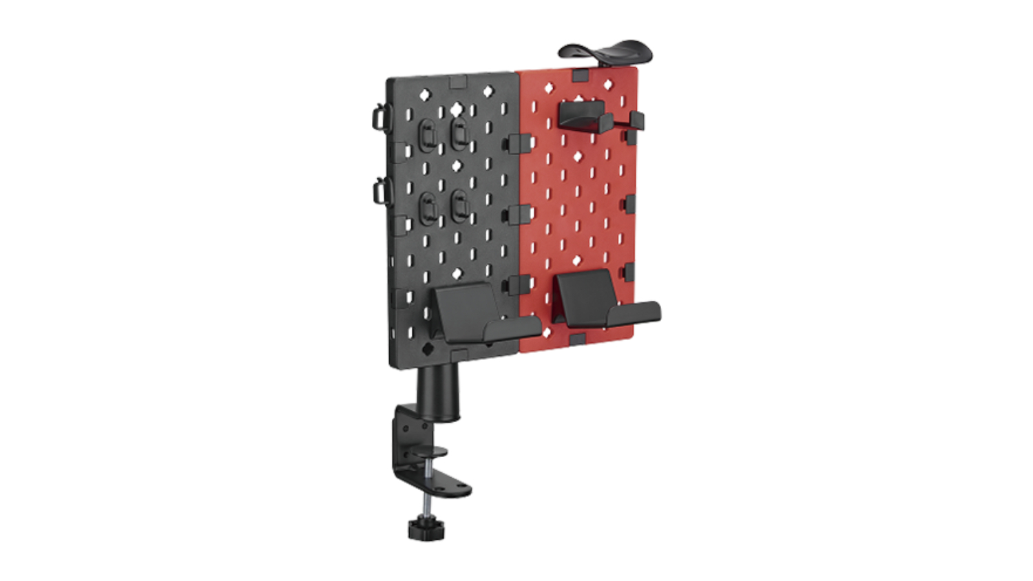 Konic Desk-Mounted Pegboard Equipment Holder - Red