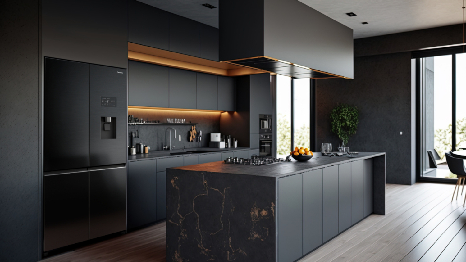 Panasonic 618L Quad Door Fridge Freezer with Ice & Water Dispenser - Black Steel (NR-XY680LVKA)