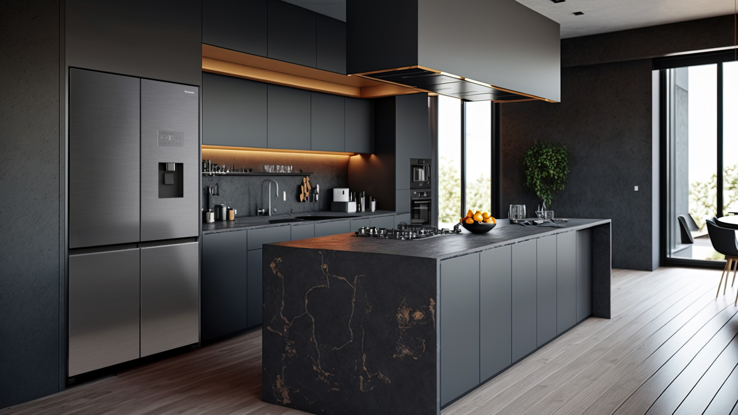 Panasonic 616L Quad Door Fridge Freezer with Ice & Water Dispenser - Matte Silver Steel (NR-XY680LVSA)