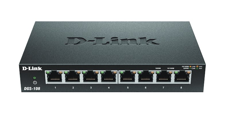 D-Link DGS-108 2000Mbps Gigabit Unmanaged Ethernet Switch - 8 Port