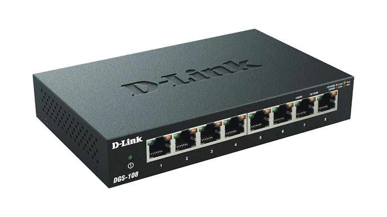 D-Link DGS-108 2000Mbps Gigabit Unmanaged Ethernet Switch - 8 Port