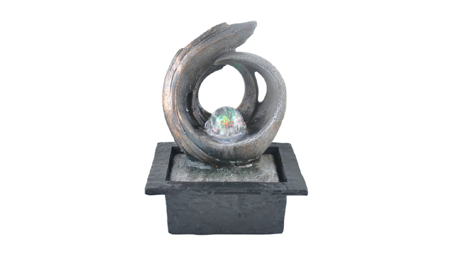 Water Feature Spiral Art 21 x 19 x 27cm - Black/Brown
