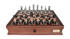 Dal Rossi 16" Staunton Metal/Marble Chess Set with Drawers