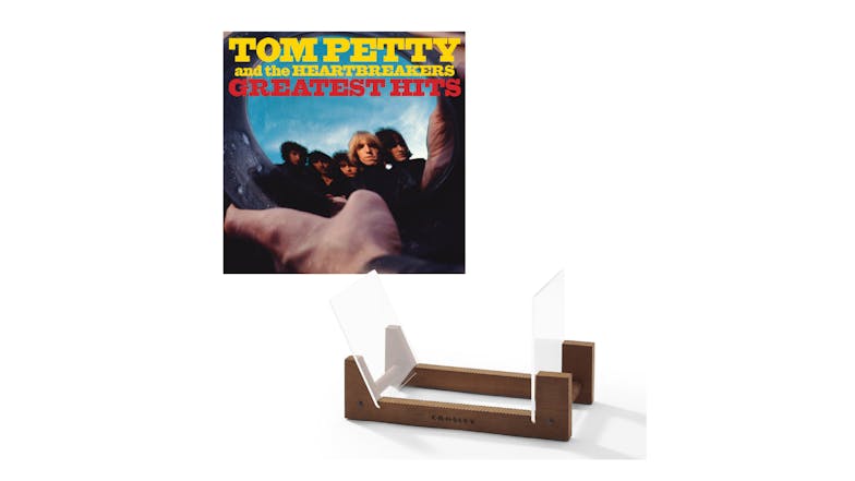 Crosley Record Storage Display Stand w/ Tom Petty & The Heartbreakers - Greatest Hits Vinyl Album